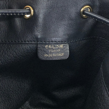 CELINE Gancini Drawstring Shoulder bag Black Vintage 4g3rt5