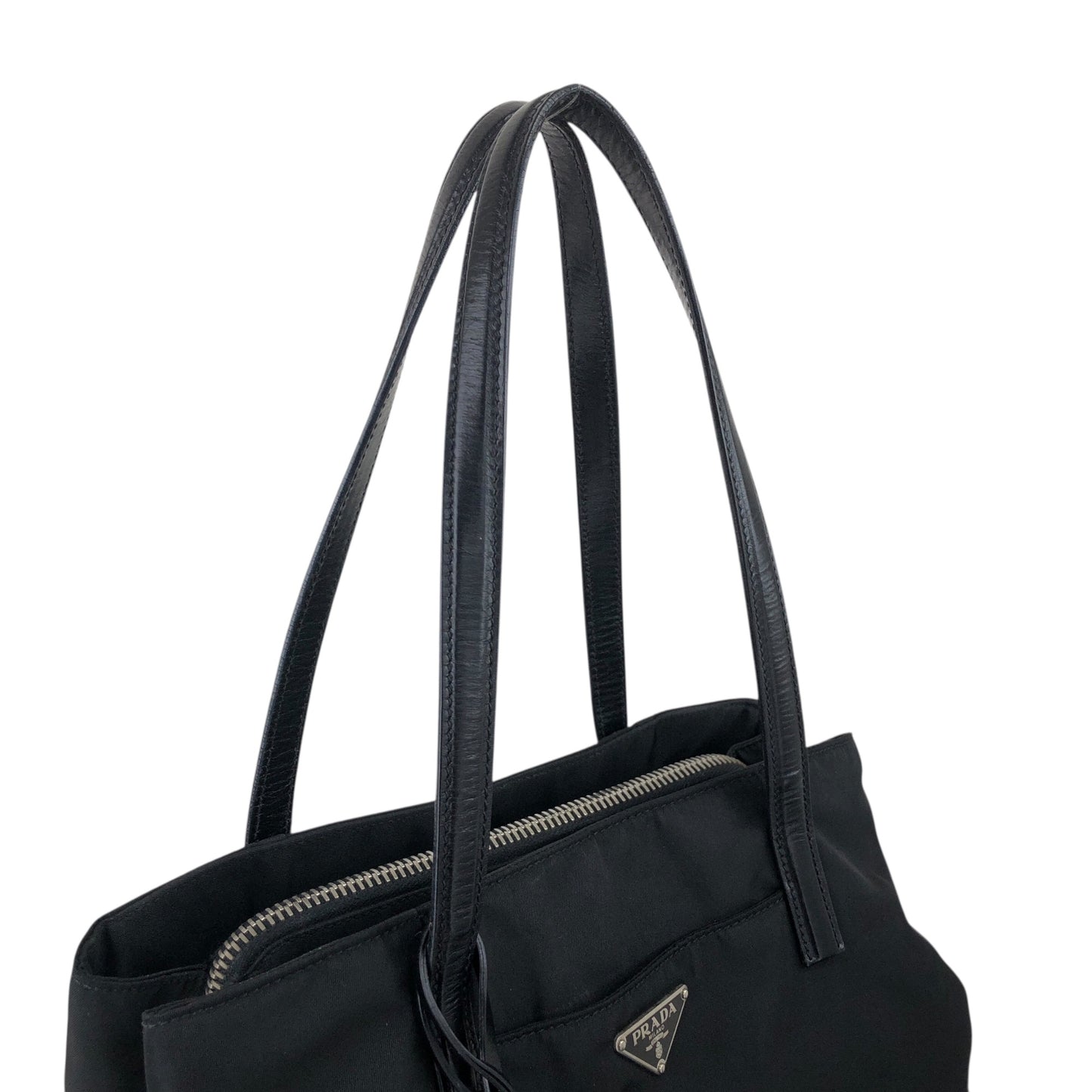 PRADA Tessuto Triangle Logo Totebag Black Vintage nz73vd