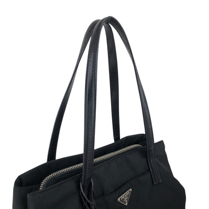 PRADA Tessuto Triangle Logo Totebag Black Vintage nz73vd