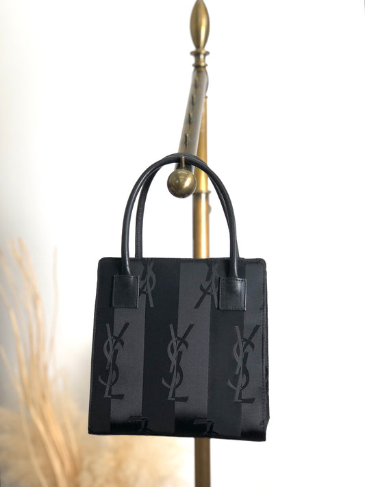 Yves Saint Laurent YSL Logo Handbag Black Vintage awcpej