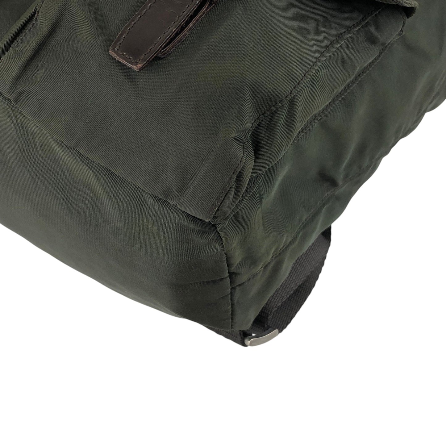 PRADA Tessuto Triangle Logo Double Pocket  Backpack Khaki B2811F Vintage zyewrg