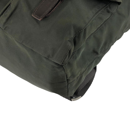PRADA Tessuto Triangle Logo Double Pocket  Backpack Khaki B2811F Vintage zyewrg