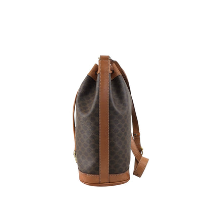 CELINE Macadam Blason Drawstring Shoulder bag Brown Vintage p5vd3z
