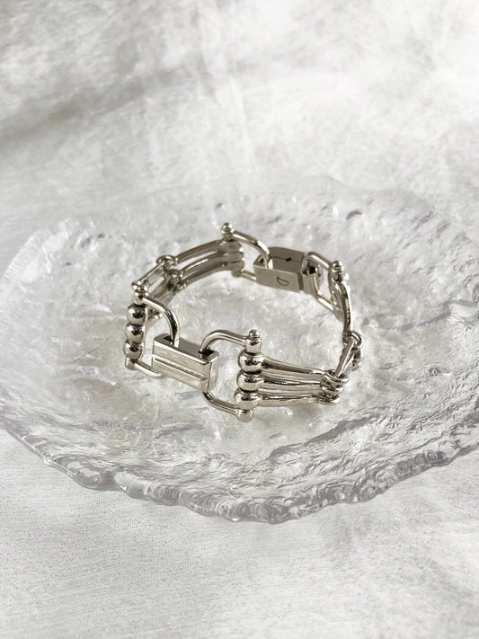 CELINE Horse Bit Bracelet Silver Vintage mmy3k6