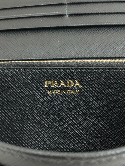 PRADA Triangle Logo Folded Wallet Black Vintage mia8ai