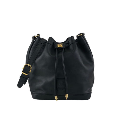 CELINE Blason Gancini Drawstring Shoulder bag Black Vintage 3zj4mf