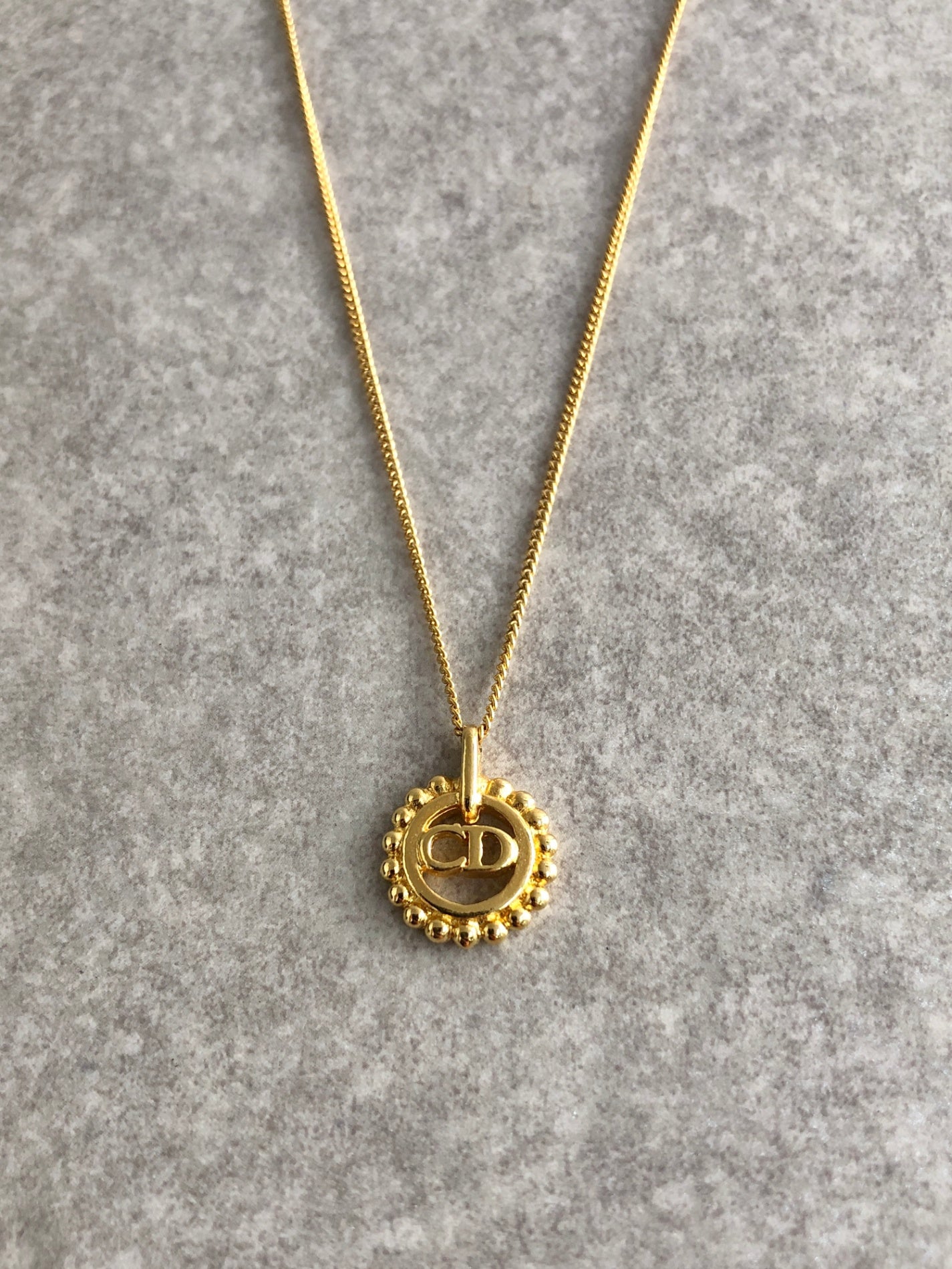Christian Dior Logo Motif Necklace Gold Vintage 6wci36