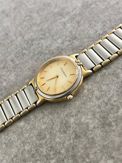 Yves Saint Laurent YSL Logo Watch Gold×Silver Vintage rurspi