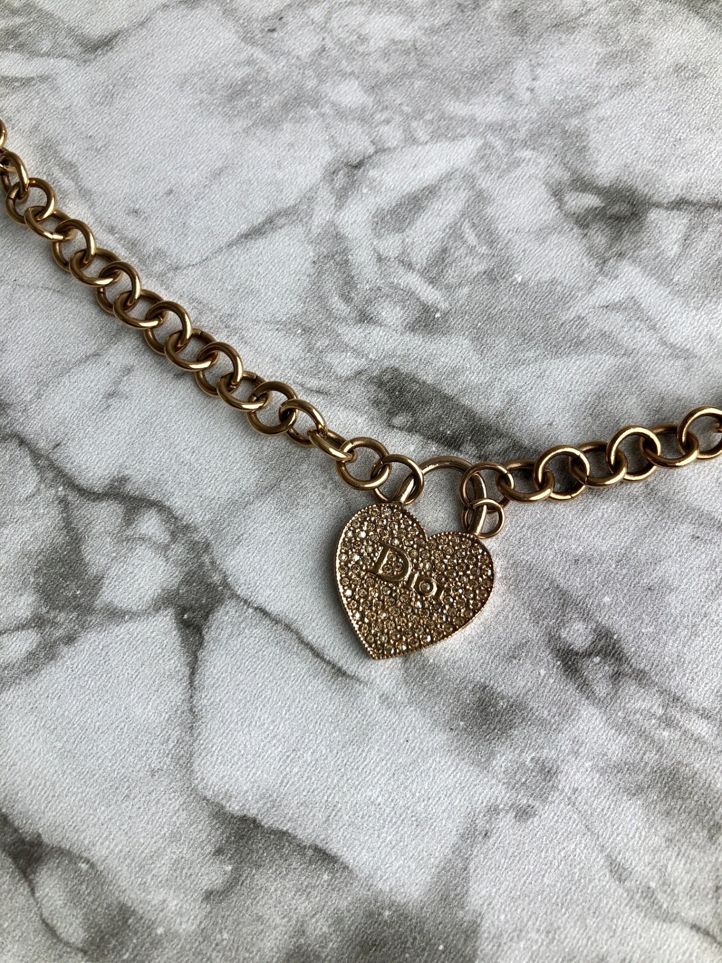 Christian Dior CD Logo Heart Bracelet Gold Vintage 8wburj