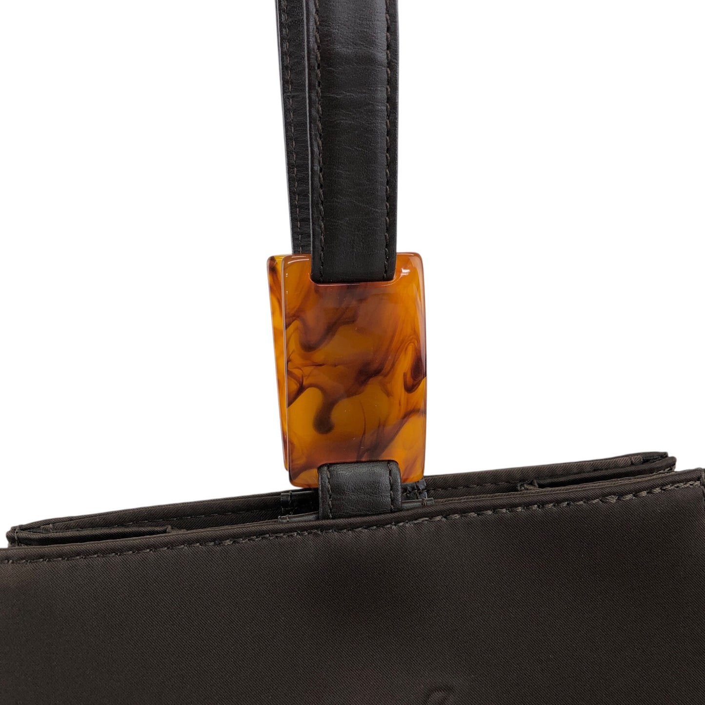 Yves Saint Laurent YSL Logo Handbag Brown Vintage byzve3