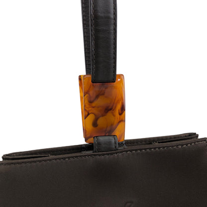 Yves Saint Laurent YSL Logo Handbag Brown Vintage byzve3