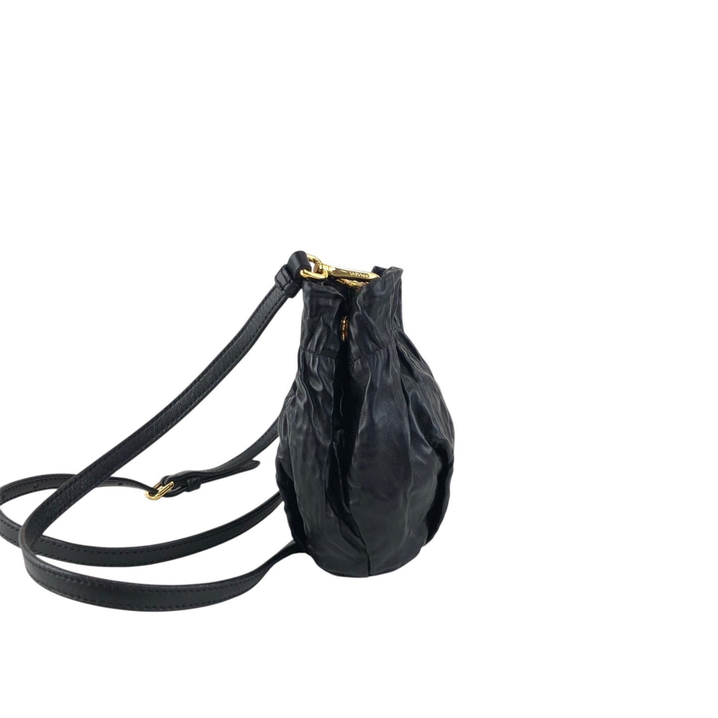 PRADA Logo Drawstring Shoulder bag Black Vintage 4zjm5c