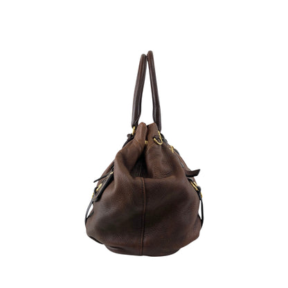 PRADA Logo  Handbag Totebag Brown Vintage  2ssadw