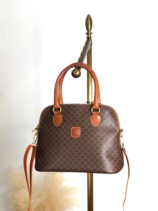 CELINE Macadam Blason Two-way Handbag Shoulder bag Brown Vintage rpmpji