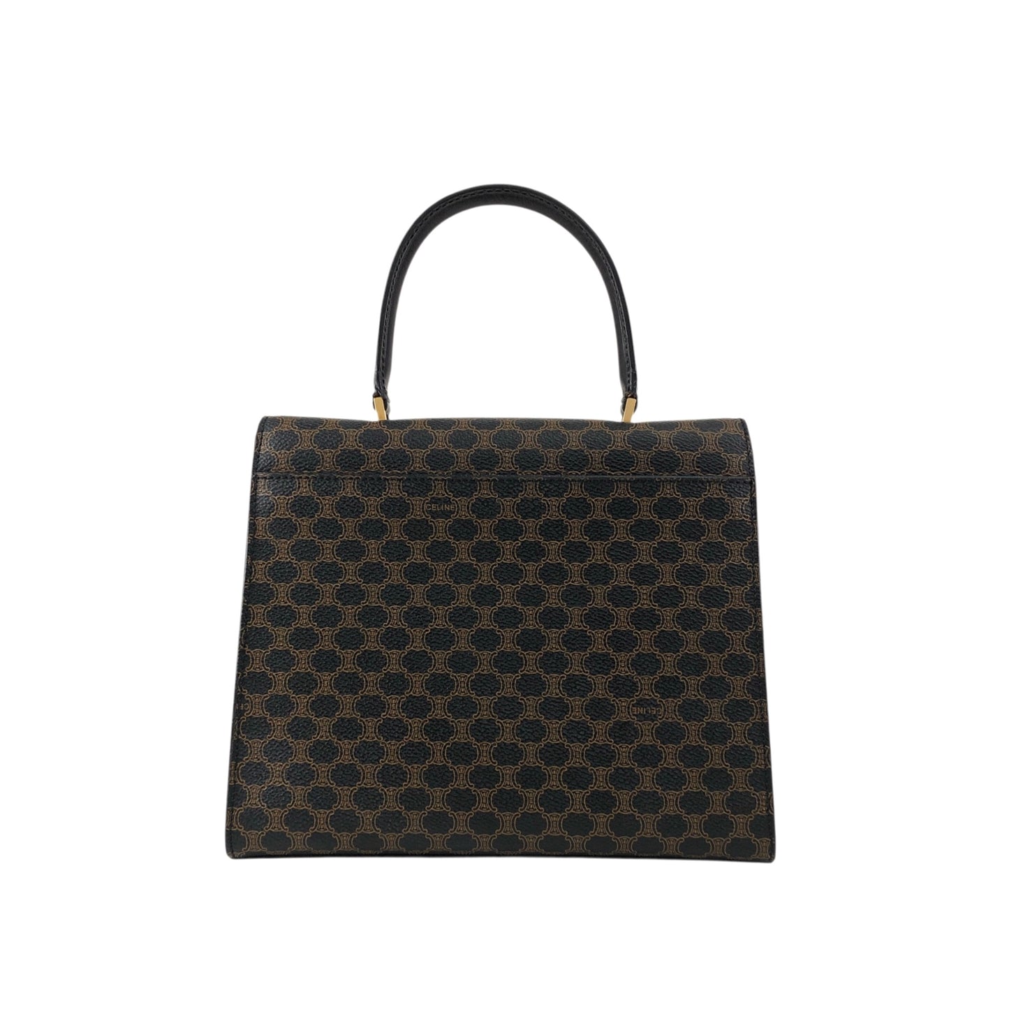 CELINE Macadam Turn Lock Handbag Black Vintage 75x5vx