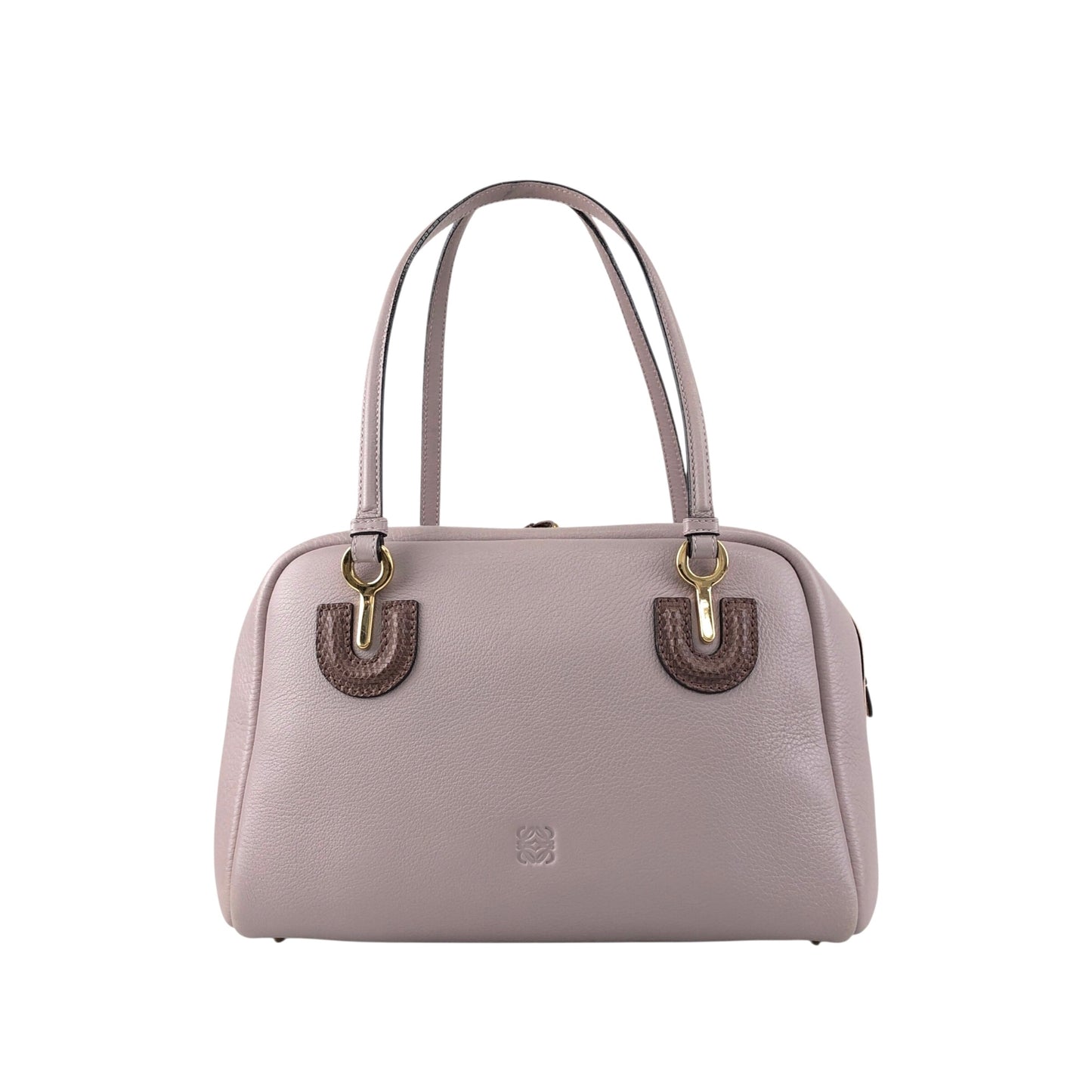 LOEWE Anagram Padlock Small Boston bag Handbag Purple Vintage za8z7w