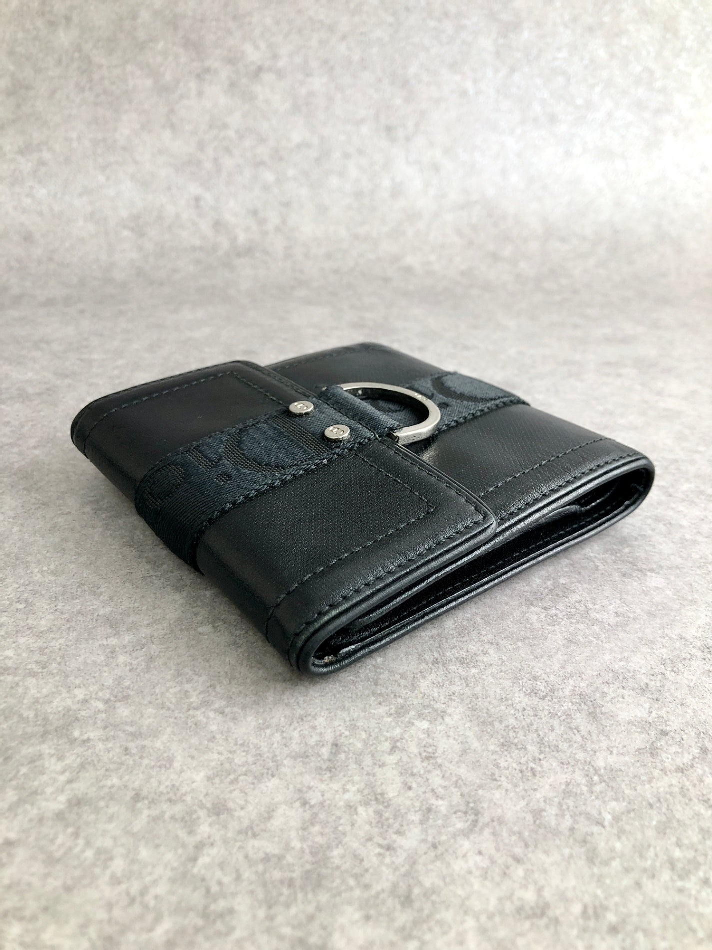 Christian Dior Logo Folded Wallet Black Vintage aps3wd