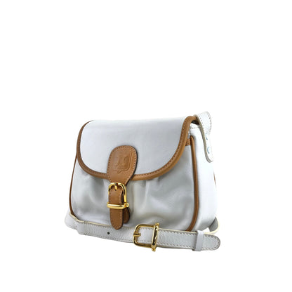 CELINE Blason Front Buckle Shoulder bag White Vintage hzne27