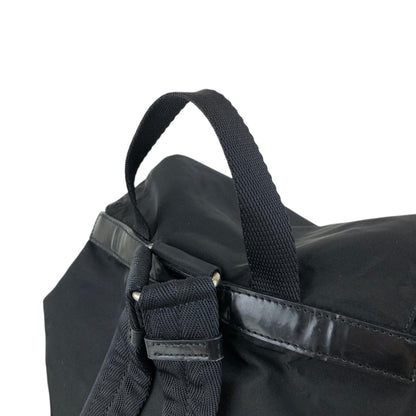 PRADA Tessuto Triangle Logo Double Pocket Backpack Black Vintage rr2dvd