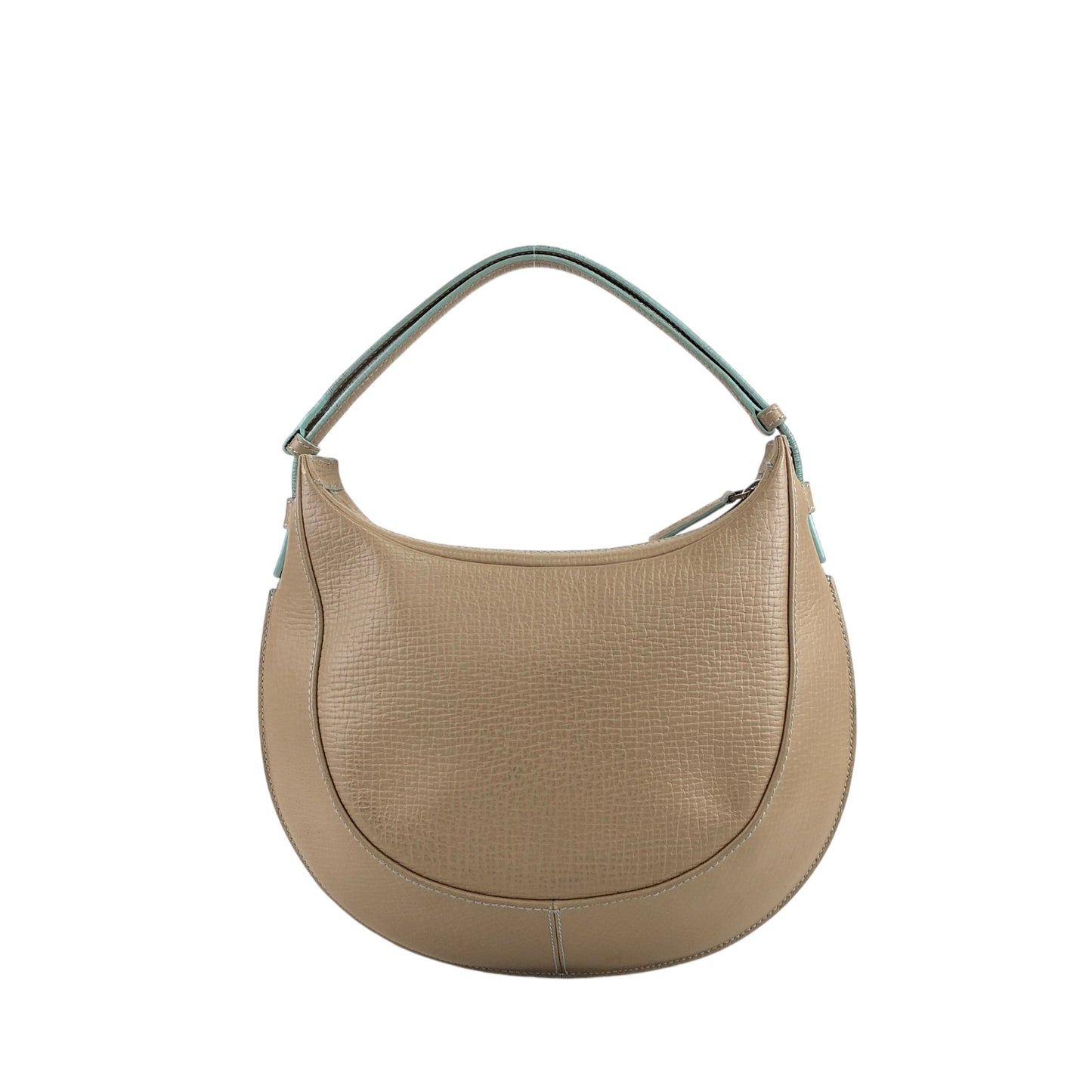 LOEWE Logo Embossed Round  Shoulder bag Hobobag Beige Vintage udejma