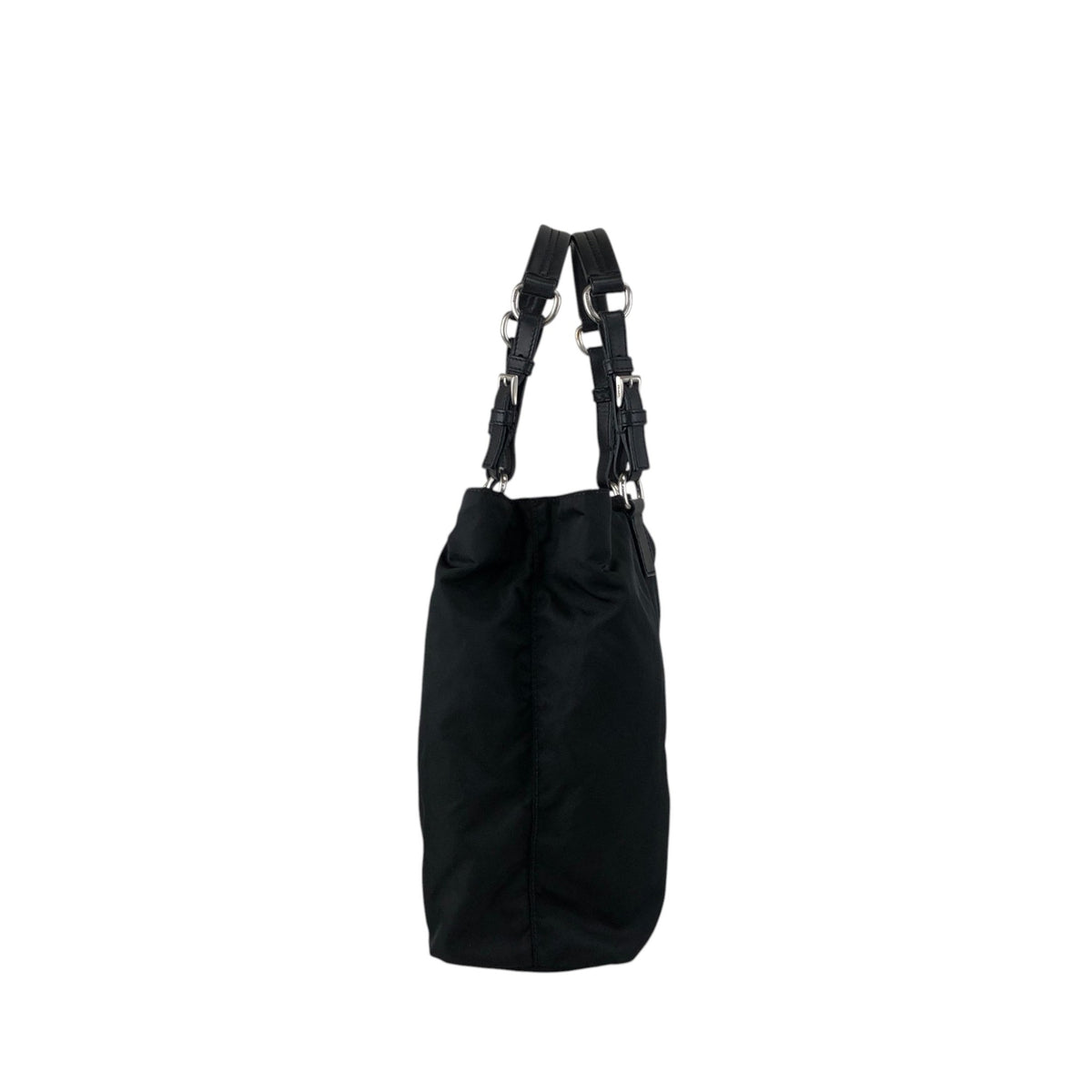 PRADA Triangle Logo Handbag Totebag Black Vintage ezvjia