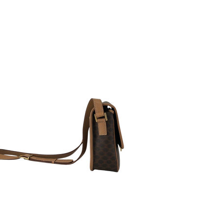 CELINE Macadam Circle Logo Shoulder bag Brown Vintage 4ks7pb