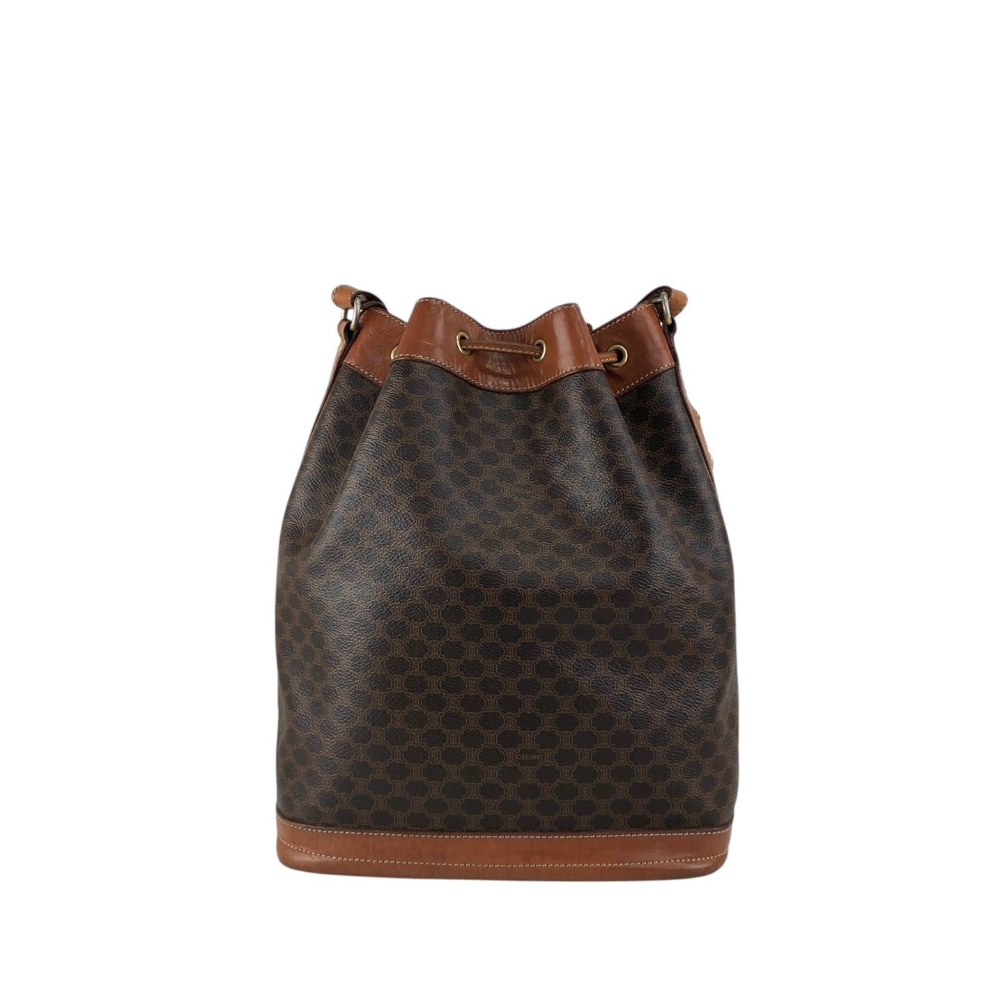 CELINE Macadam Blason Drawstring Shoulder bag Brown Vintage jpnyxd