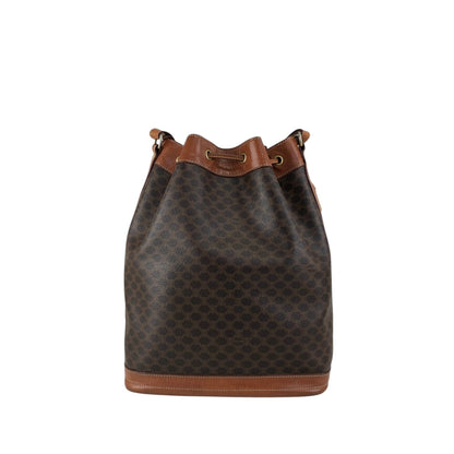 CELINE Macadam Blason Drawstring Shoulder bag Brown Vintage jpnyxd