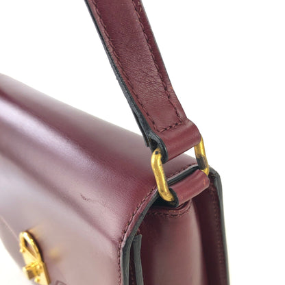CELINE 掛鎖皮革斜背包 波爾多紅 復古 28epaz 
