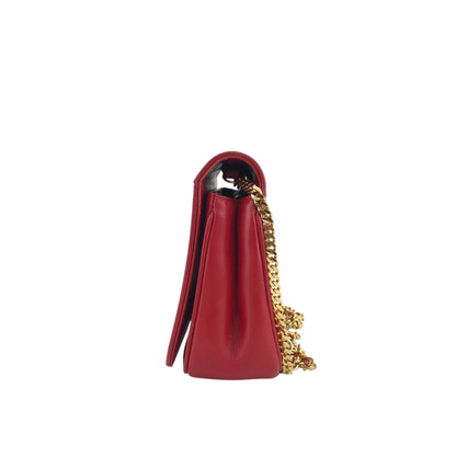 CELINE Triomphe Stitch Chain Shoulder bag Red Vintage 2vaduu