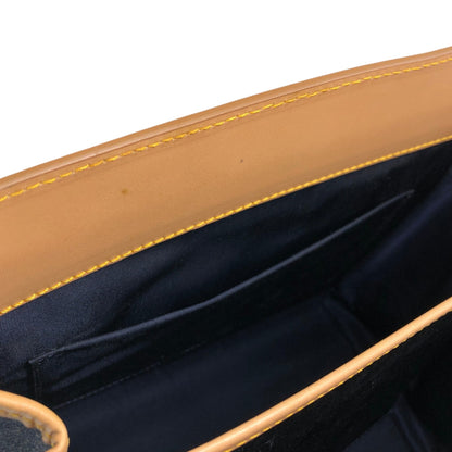 Christian Dior Logo Canvas Handbag Beige×Blue Vintage fwaghn