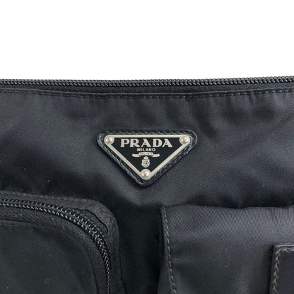 PRADA Triangle Logo Front Pocket Sling bag Black Vintage ts8rf4