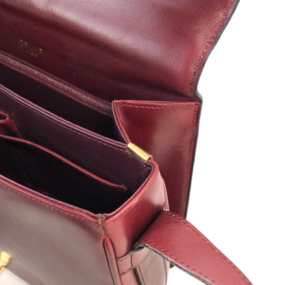 CELINE 轉鎖 Cadena 皮革斜背包 波爾多紅 復古 yrru3h 