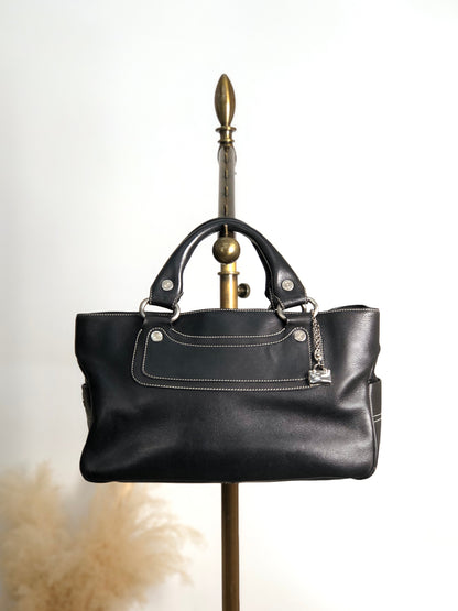 CELINE Triomphe Charm Handbag Black Vintage eyvr3v