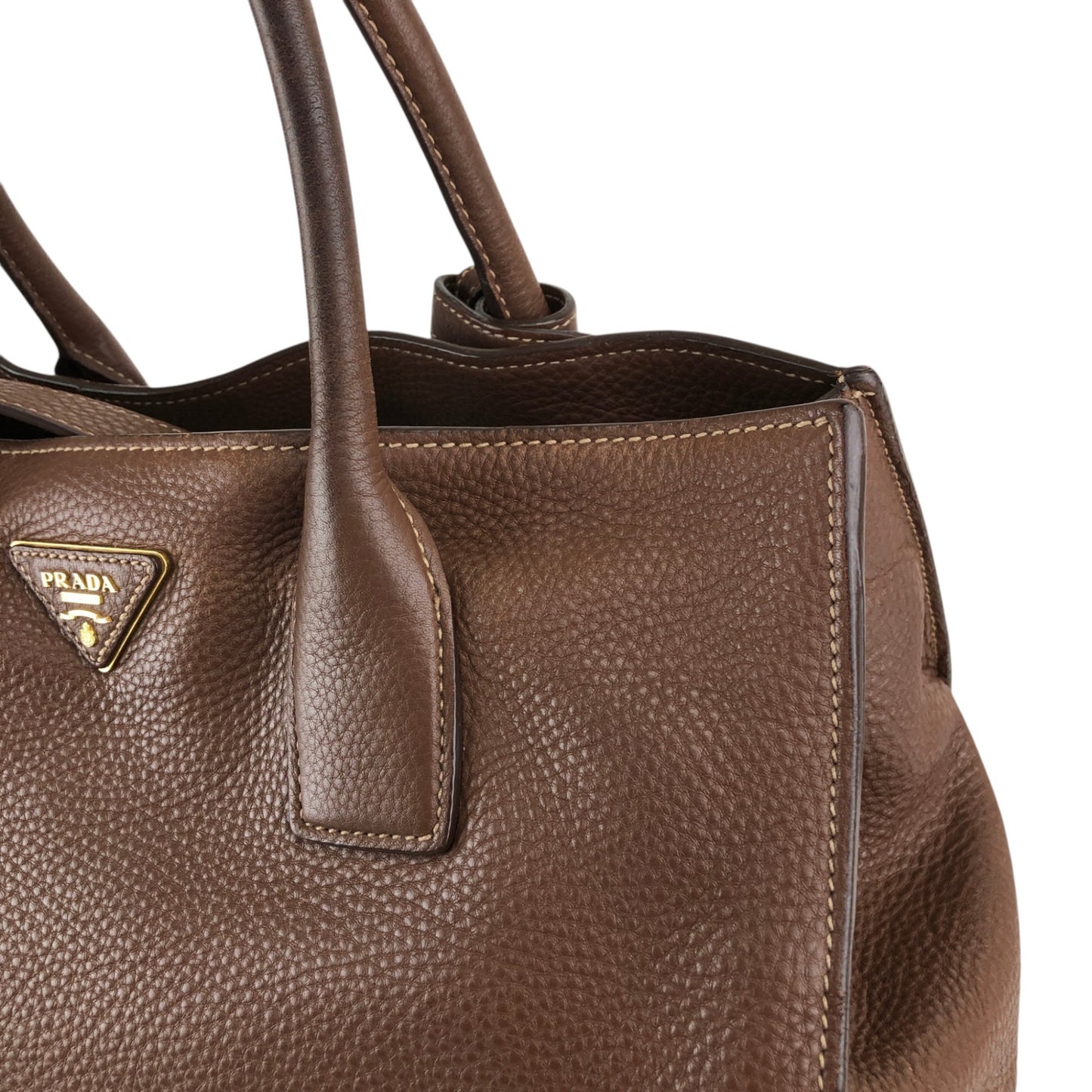 PRADA Triangle Logo Two-way Handbag Shoulder bag Brown Vintage eh2tjx