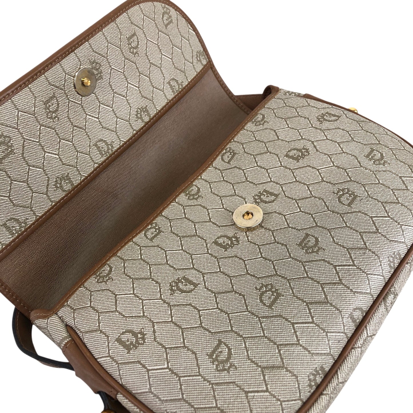 Christian Dior 蜂巢圖案單肩包 米色復古 j2d6mz