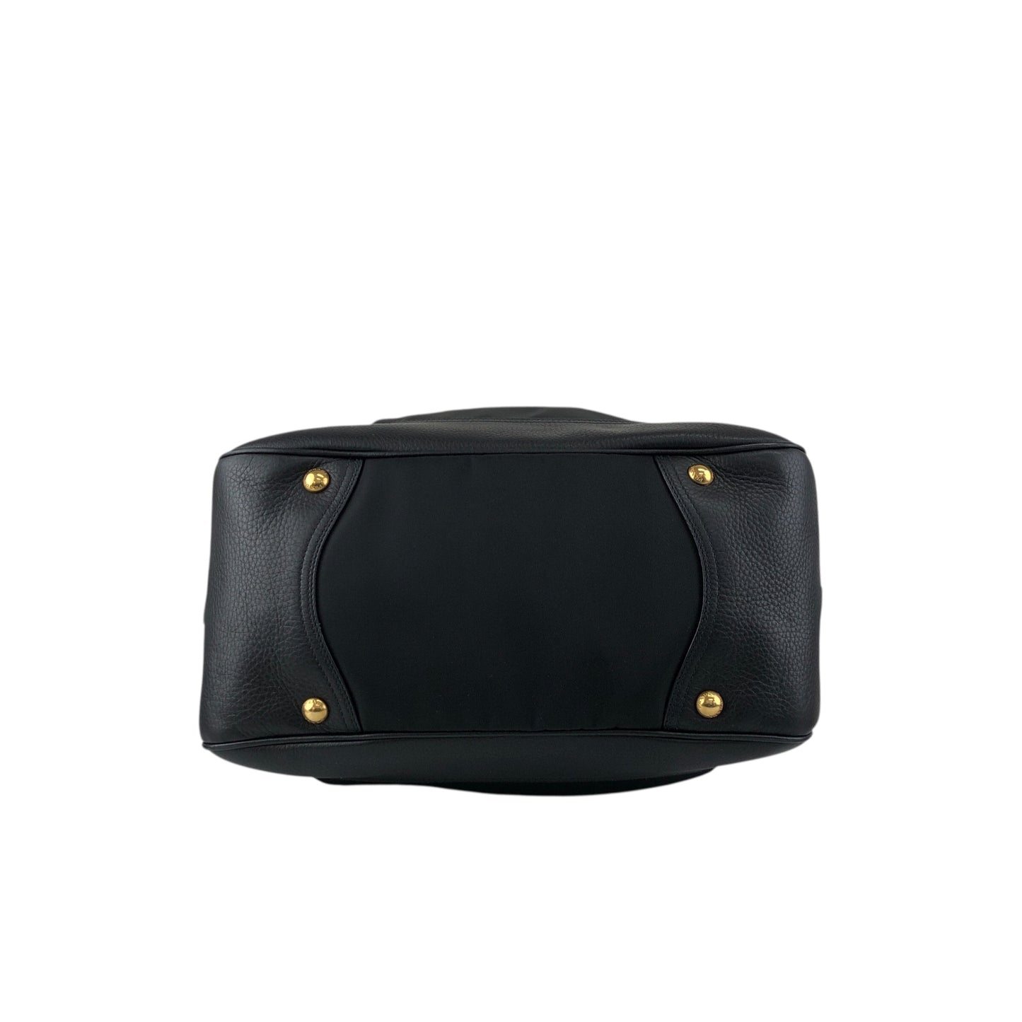 PRADA Logo Front Buckle Shoulder bag Black Vintage rv2srn