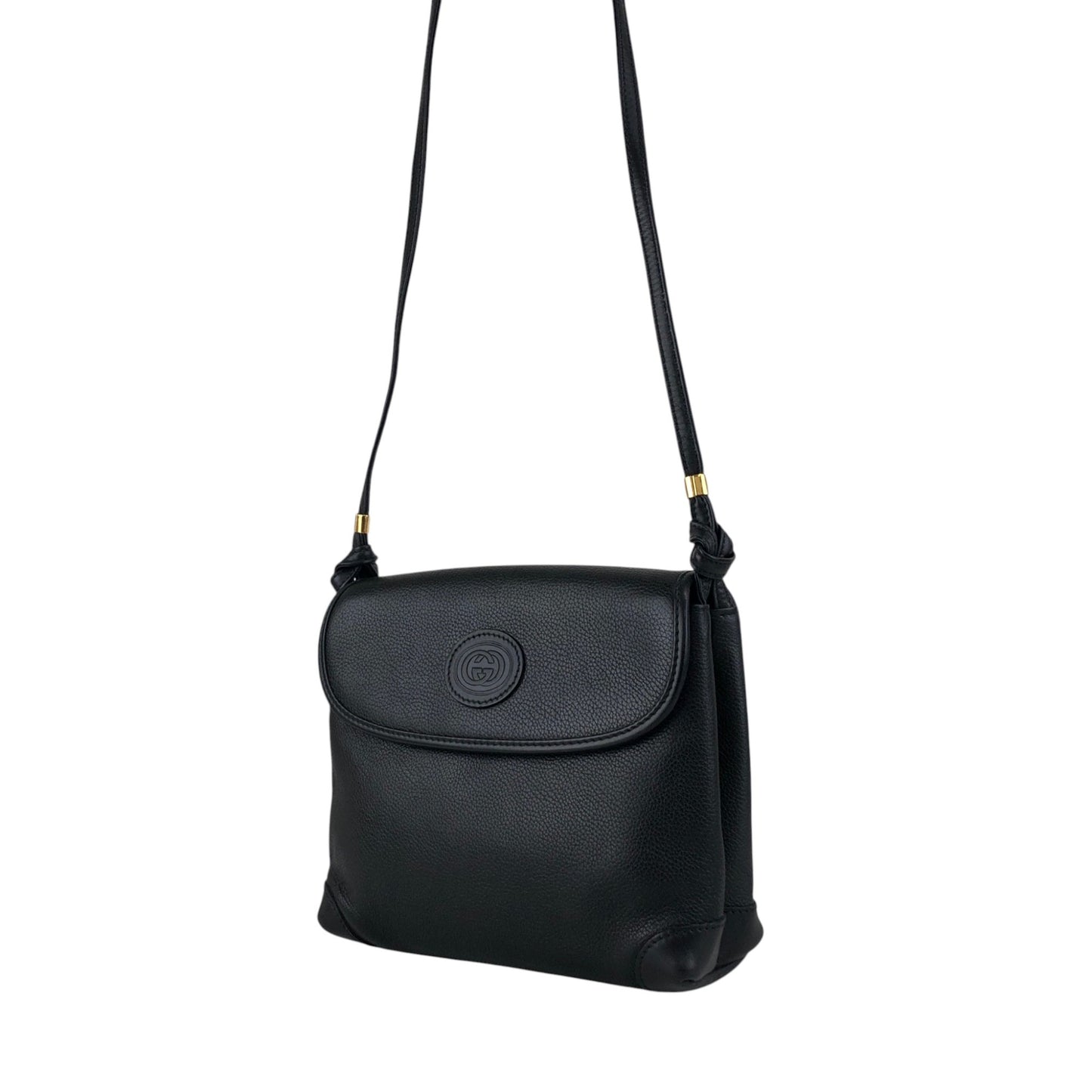 GUCCI Logo Shoulder bag Black Vintage irwn5s