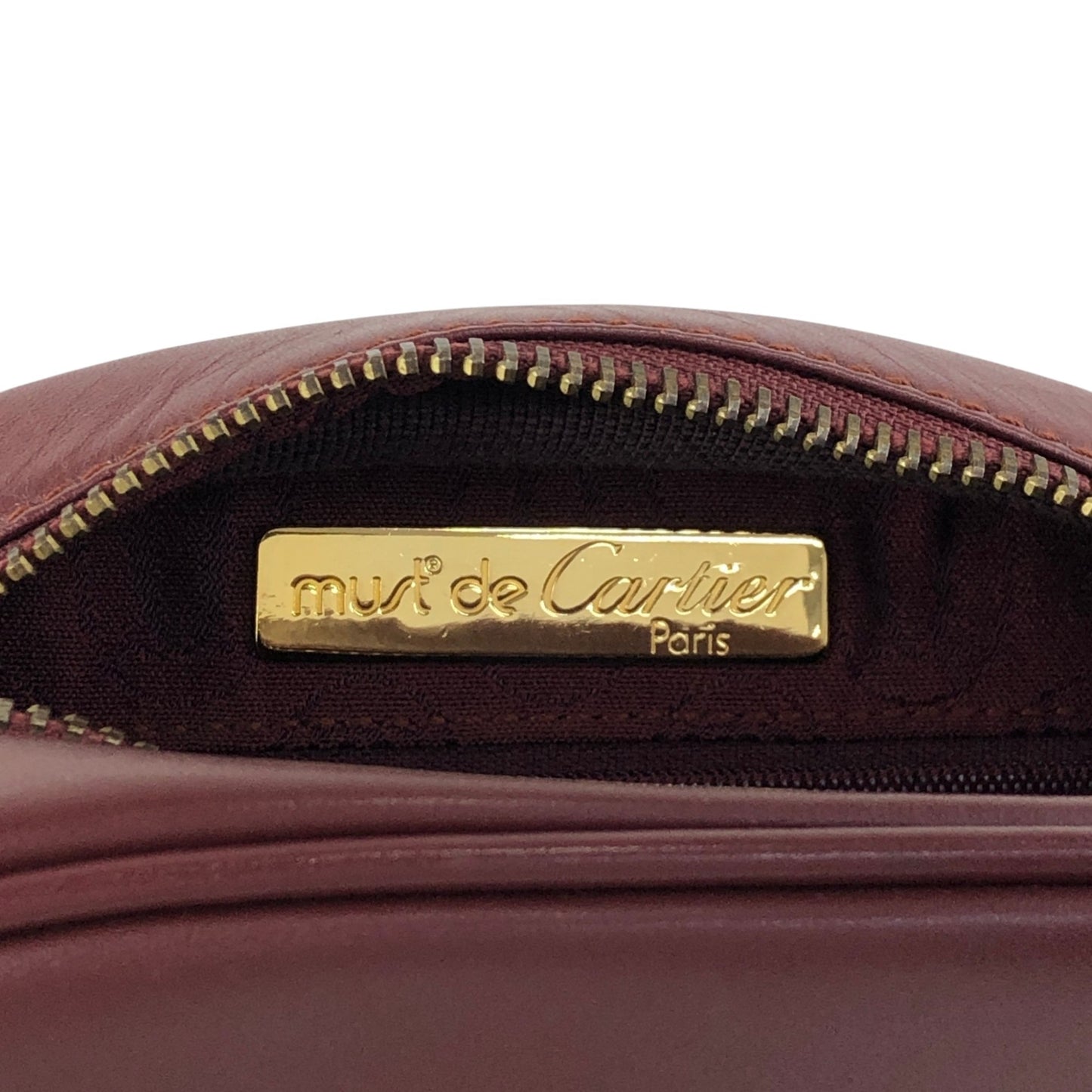 Cartier Logo Embossed Shoulder bag Bordeaux Vintage p8xu57