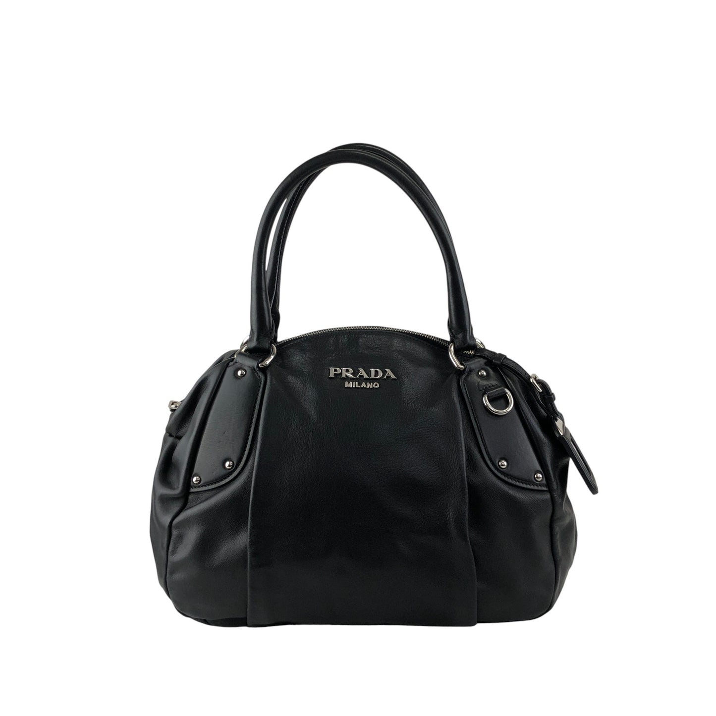 PRADA Logo Handbag Black Vintage w6ty5k