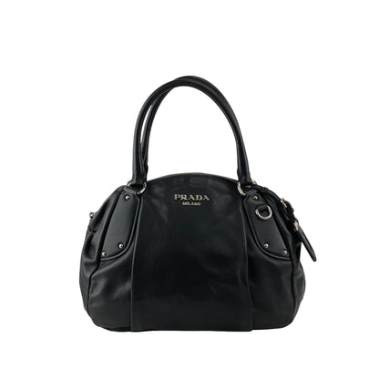 PRADA Logo Handbag Black Vintage w6ty5k