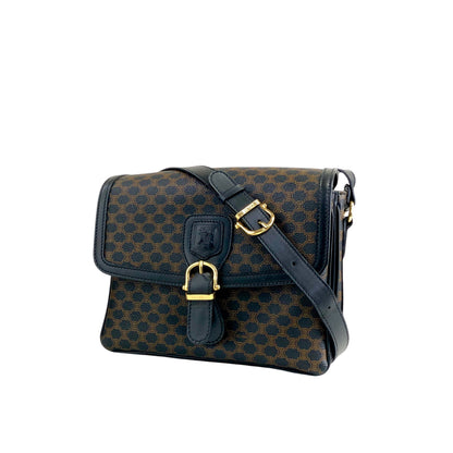CELINE Macadam Front Buckle Shoulder bag Black Vintage n5nr8t