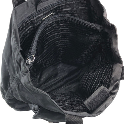 PRADA Tessuto Triangle Logo Double Pocket Totebag Black Vintage ui25rj