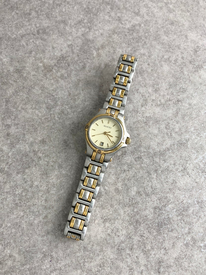 GUCCI Logo Quartz Watch Silver 9040L Vintage xggffd