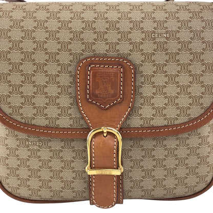 CELINE Macadam Front Buckle  Shoulder bag Beige Vintage nnbcwv