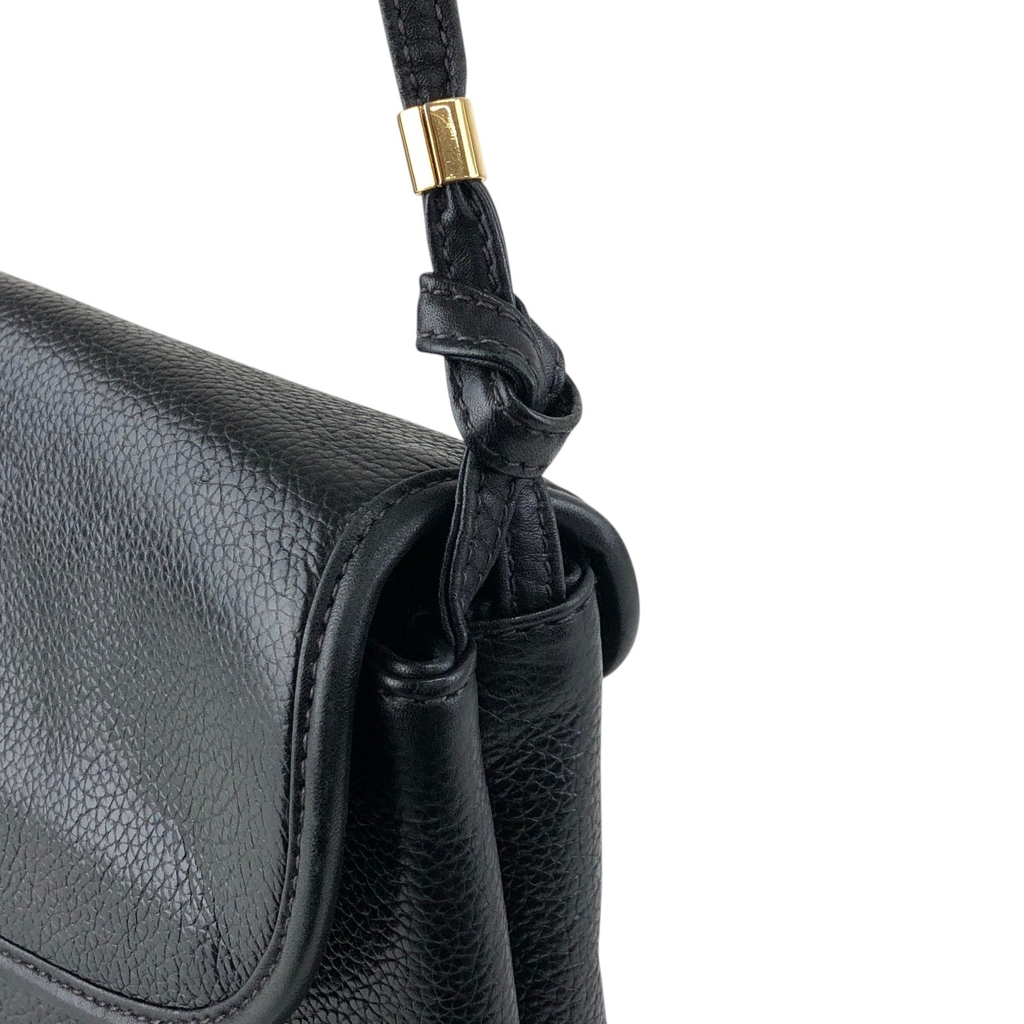 GUCCI Logo Embossed Shoulder bag Black Vintage awhzfg