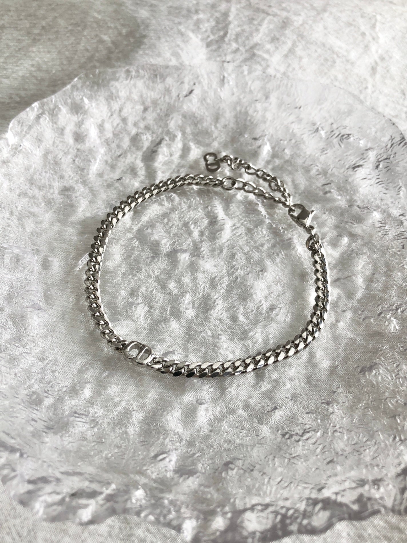 Christian Dior CD Logo Bracelet Silver Vintage iip5ay