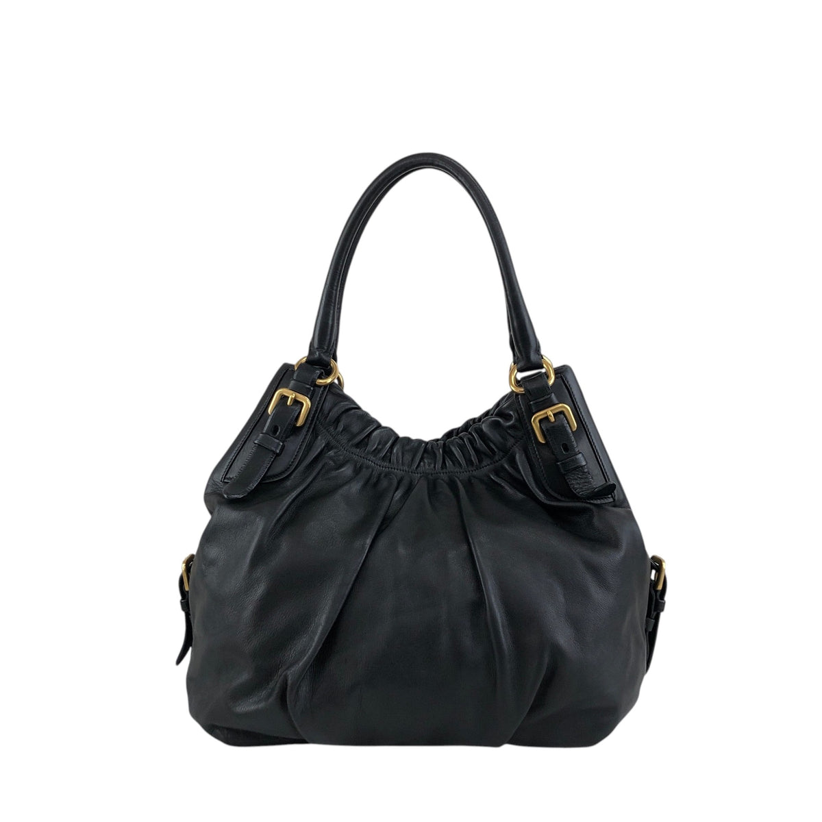 PRADA Logo Shoulder bag Hobobag Black Vintage k2n6cf