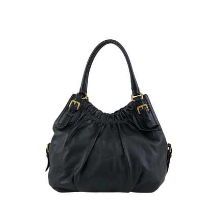 PRADA Logo Shoulder bag Hobobag Black Vintage k2n6cf