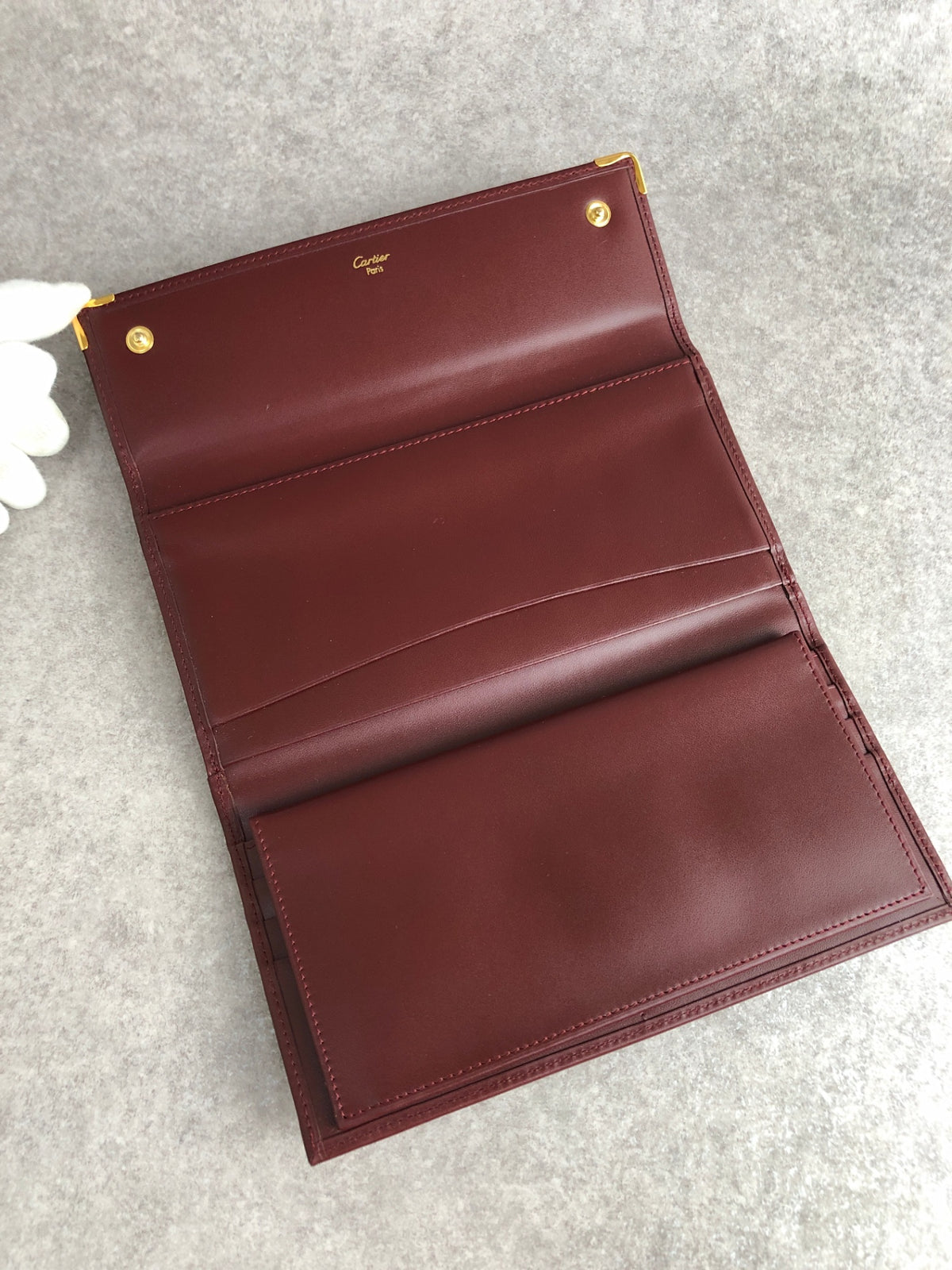 Cartier Logo Embossed Long Wallet Bordeaux Vintage shhgrp